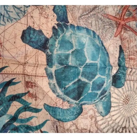 Decorative Throw Pillow Cover Case Turtle Beach Decor Nautical Coastal Cottage - Picture 9 of 11